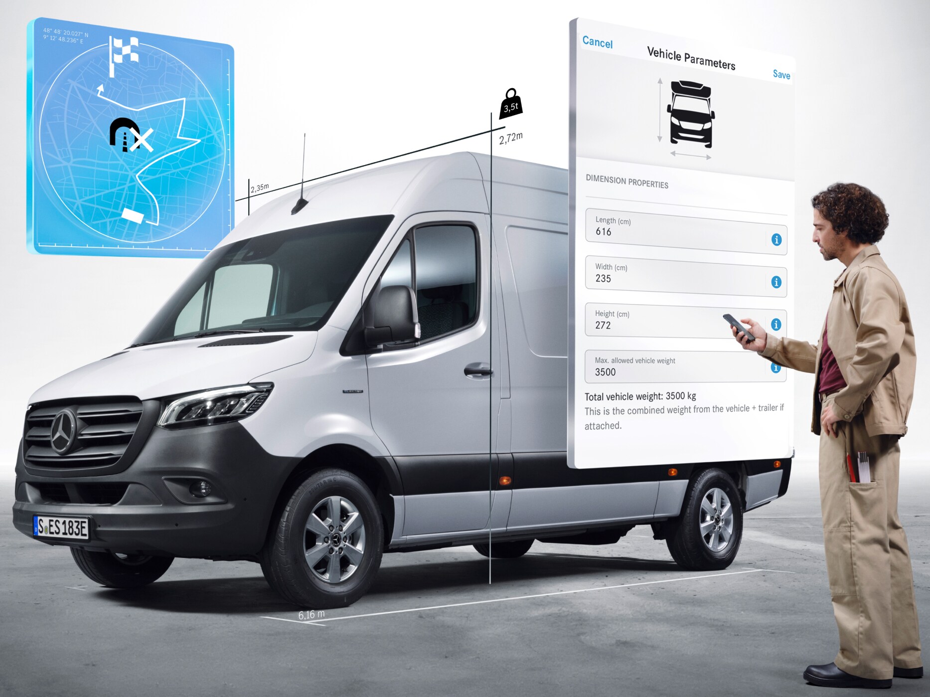 De Digitale tjenester til Mercedes-Benz eSprinter chassis.