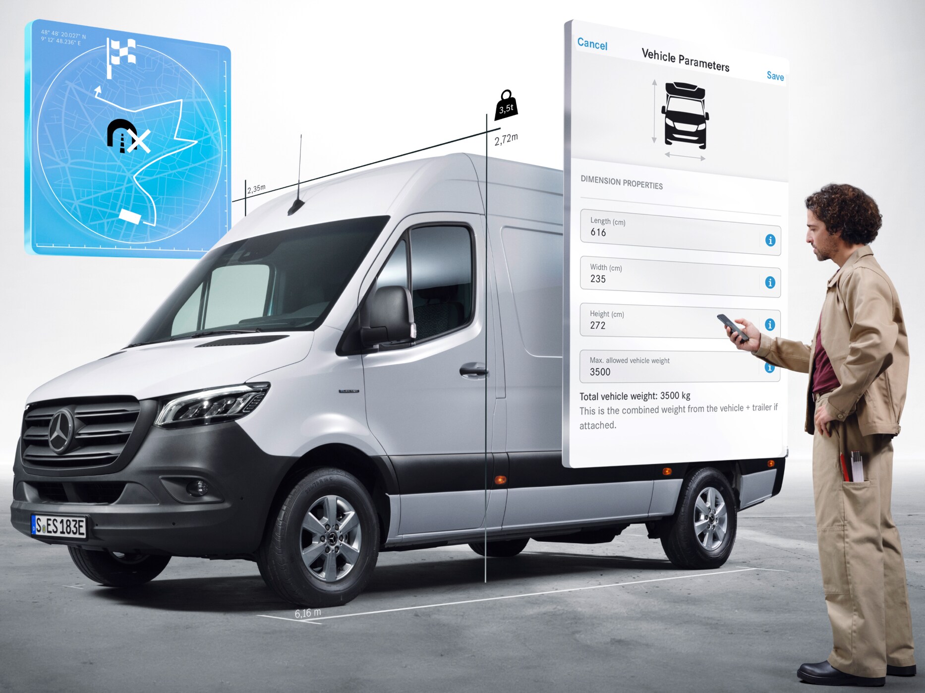 De Digitale tjenester til Mercedes-Benz eSprinter ladvogn.