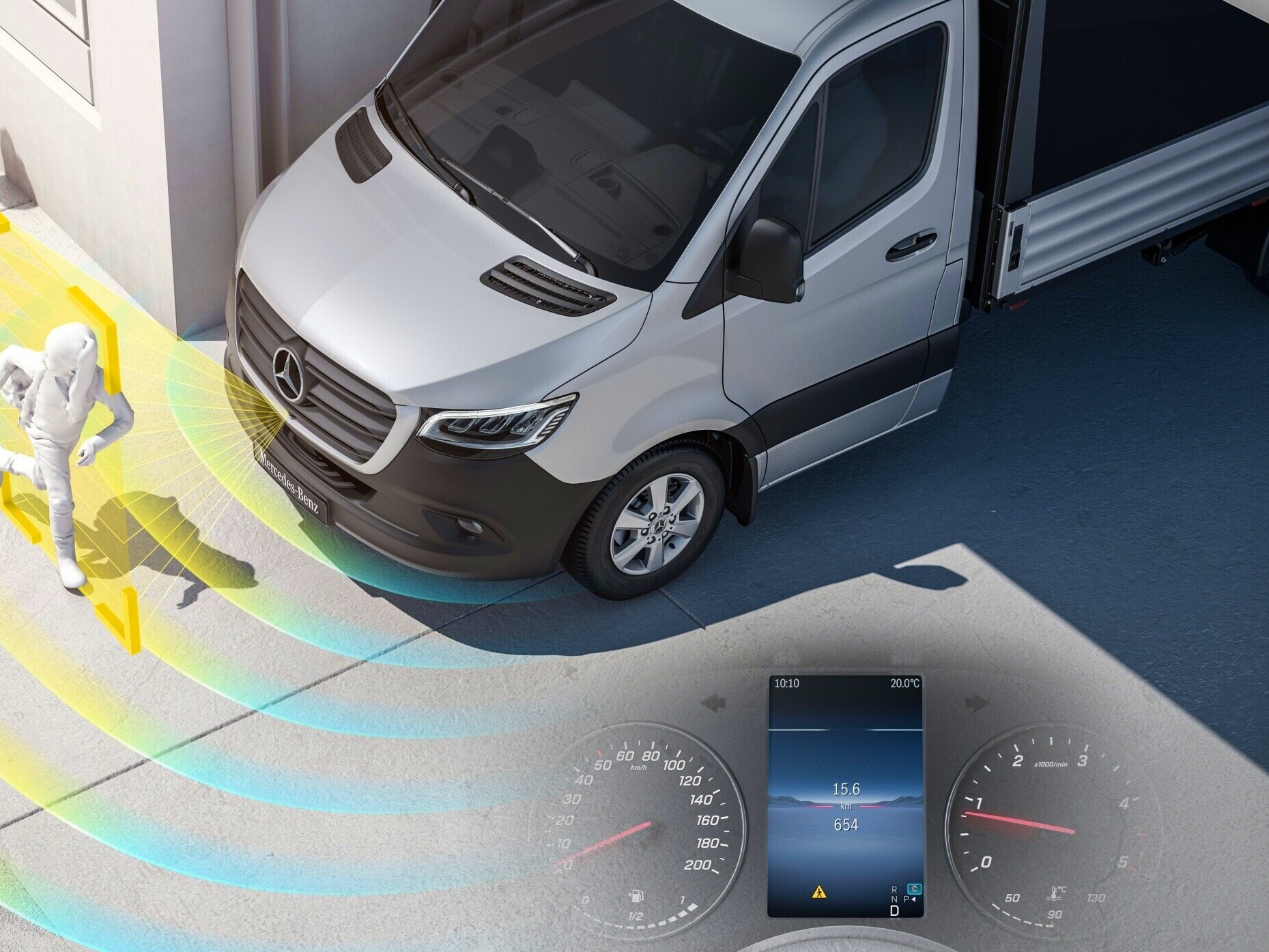Igangsætningsinformationssystem (MOIS) til Mercedes-Benz eSprinter ladvogn.