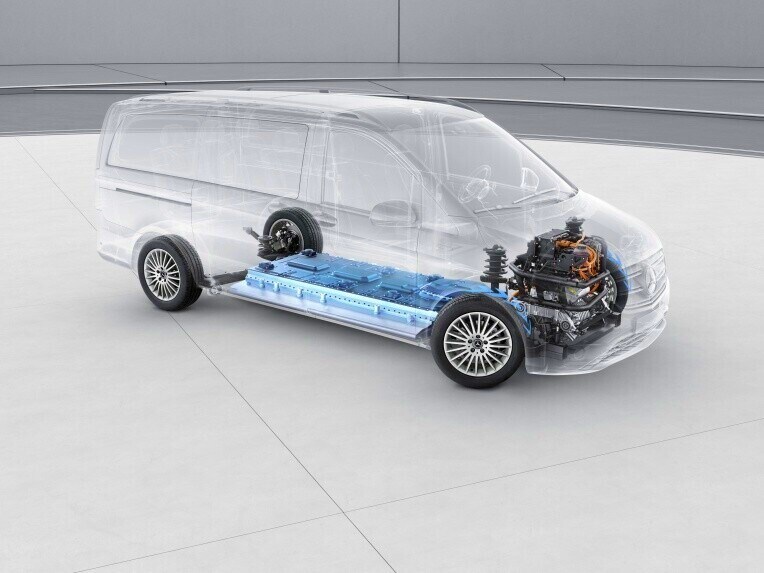 Højvoltsbatteriet (90 kWh) i Mercedes-Benz eVito Tourer
