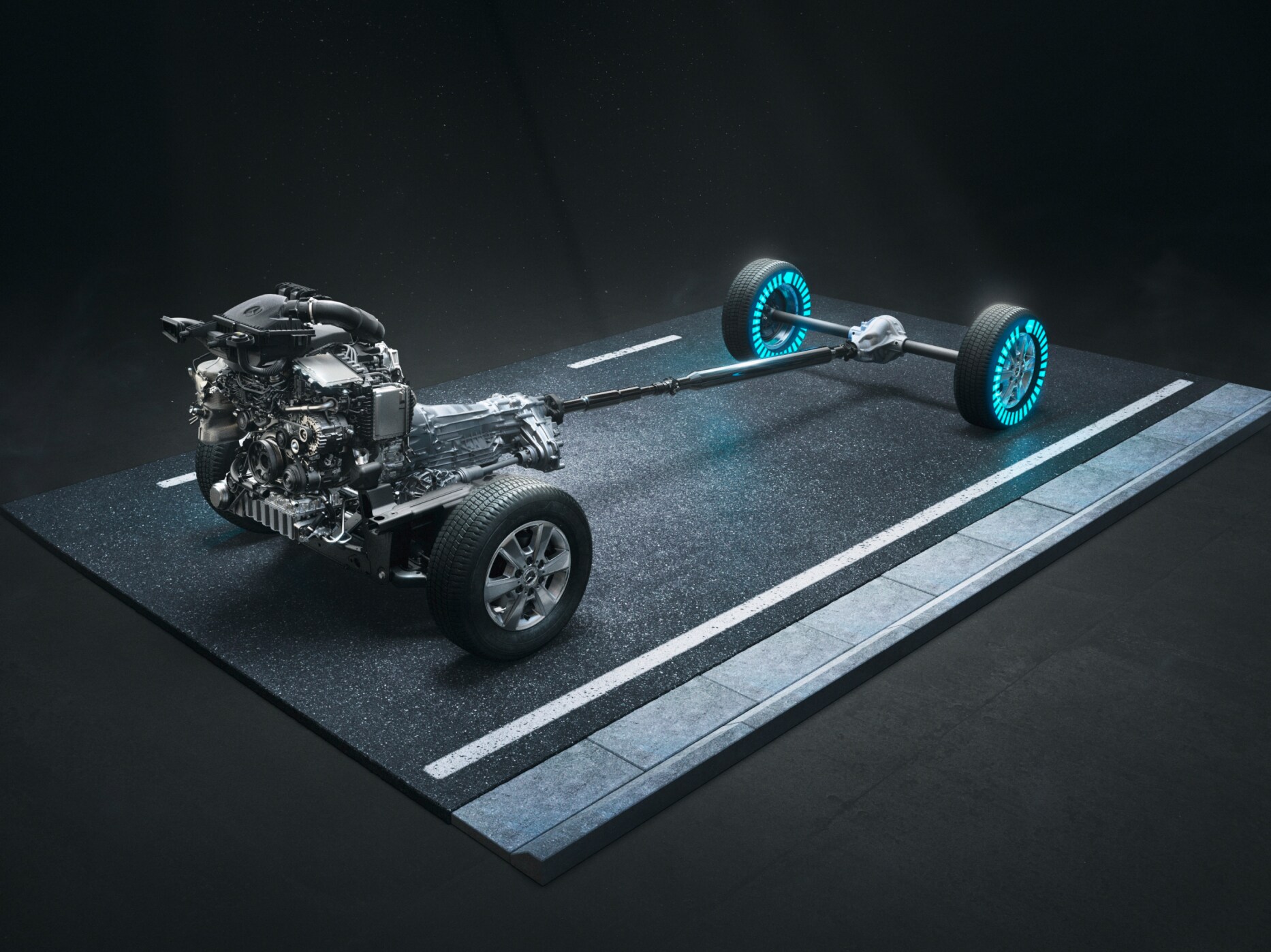 Firehjulstrækket 4x4 med drejningsmoment efter behov i Sprinter chassis.