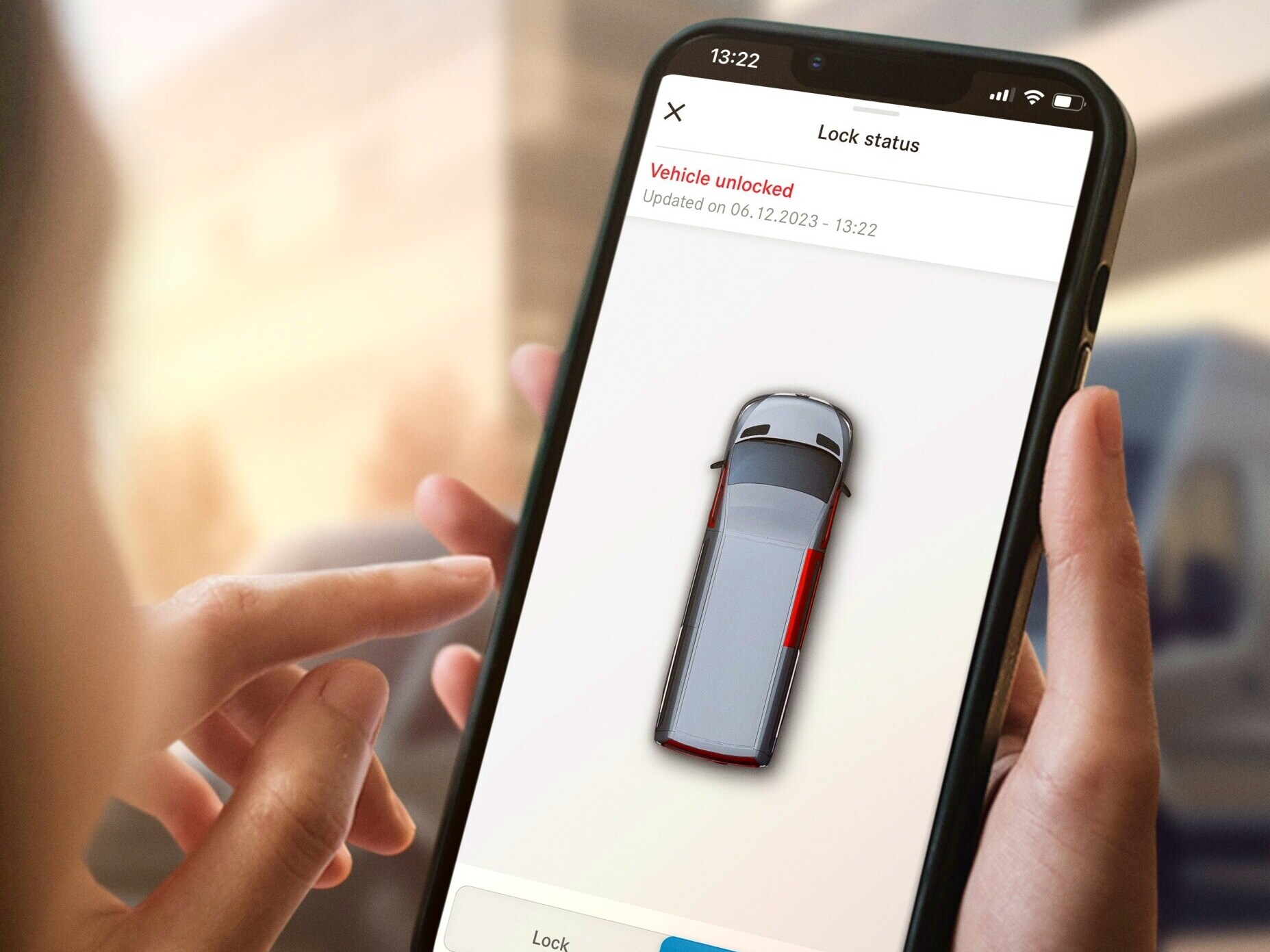 Digitale tjenester til en Mercedes-Benz varebil.