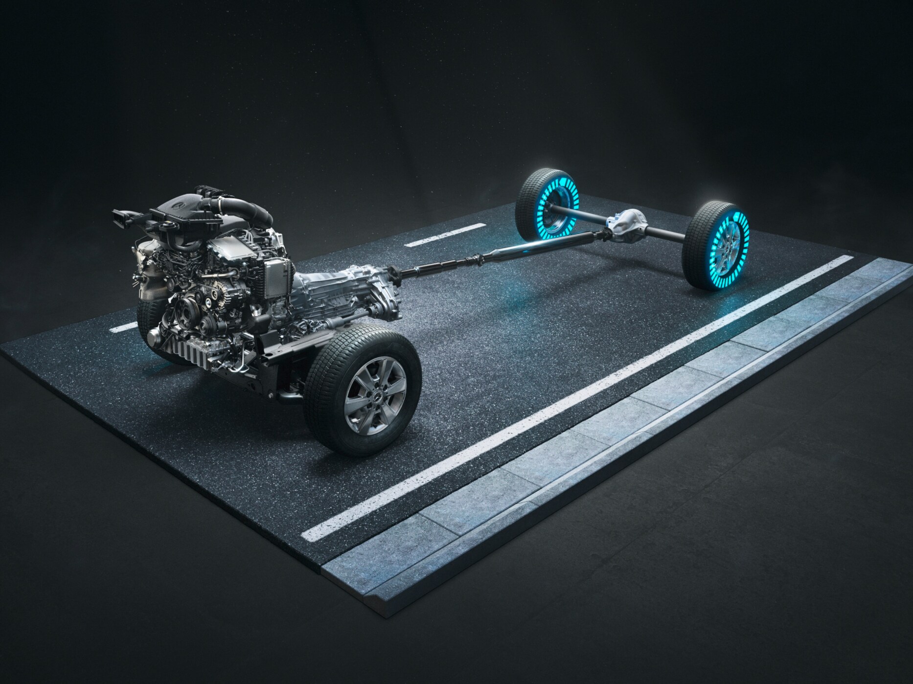 Firehjulstrækket 4x4 med drejningsmoment efter behov i Sprinter Tourer.