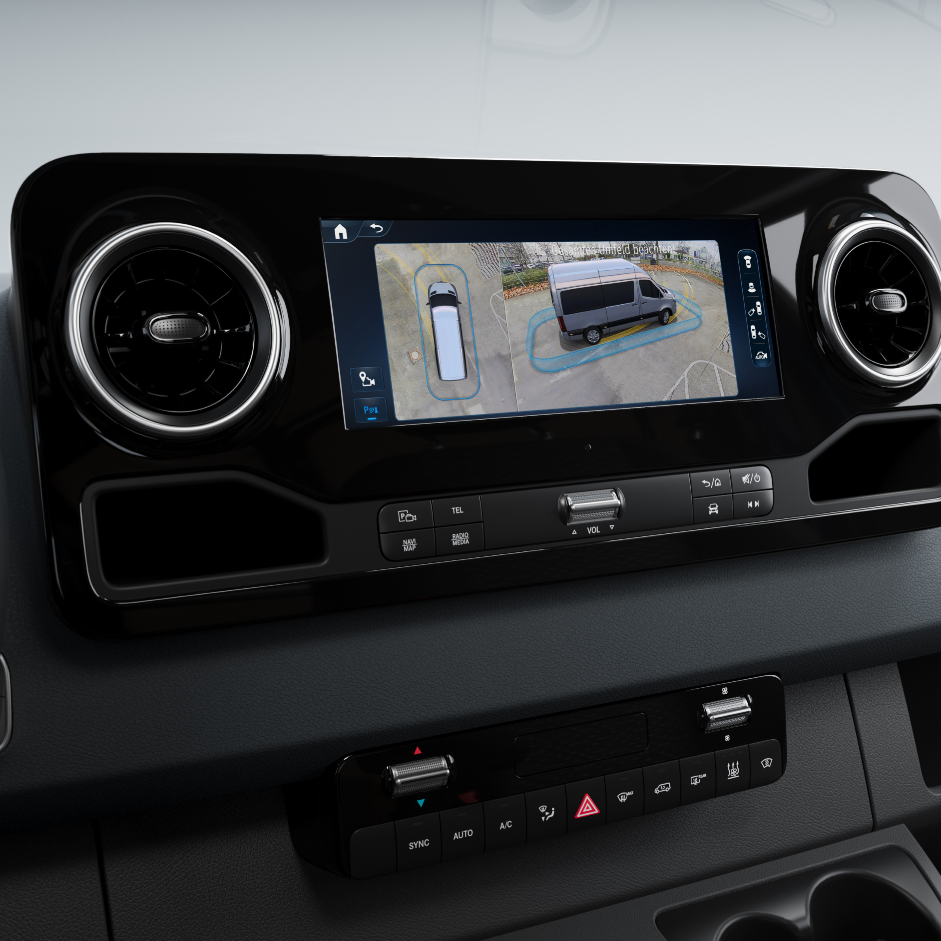 MBUX multimediesystem | 3D surround view | Mercedes-Benz Vans 3D surround view i MBUX multimediesystemet i en Mercedes-Benz varebil
