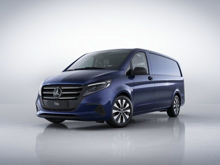 Mørk blå Mercedes-Benz Vito Kassevogn SELECT fotograferet i studie