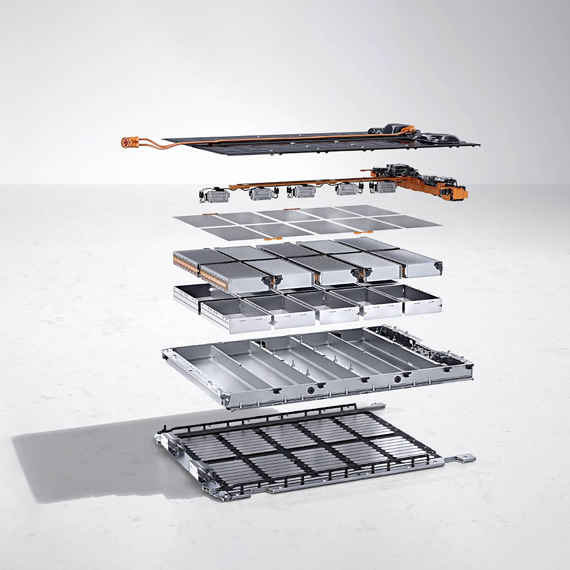 Mercedes-Benz | Service på elbiler | Battericertifikat En illustration af et batteri i lag for at symbolisere elektrisk service.