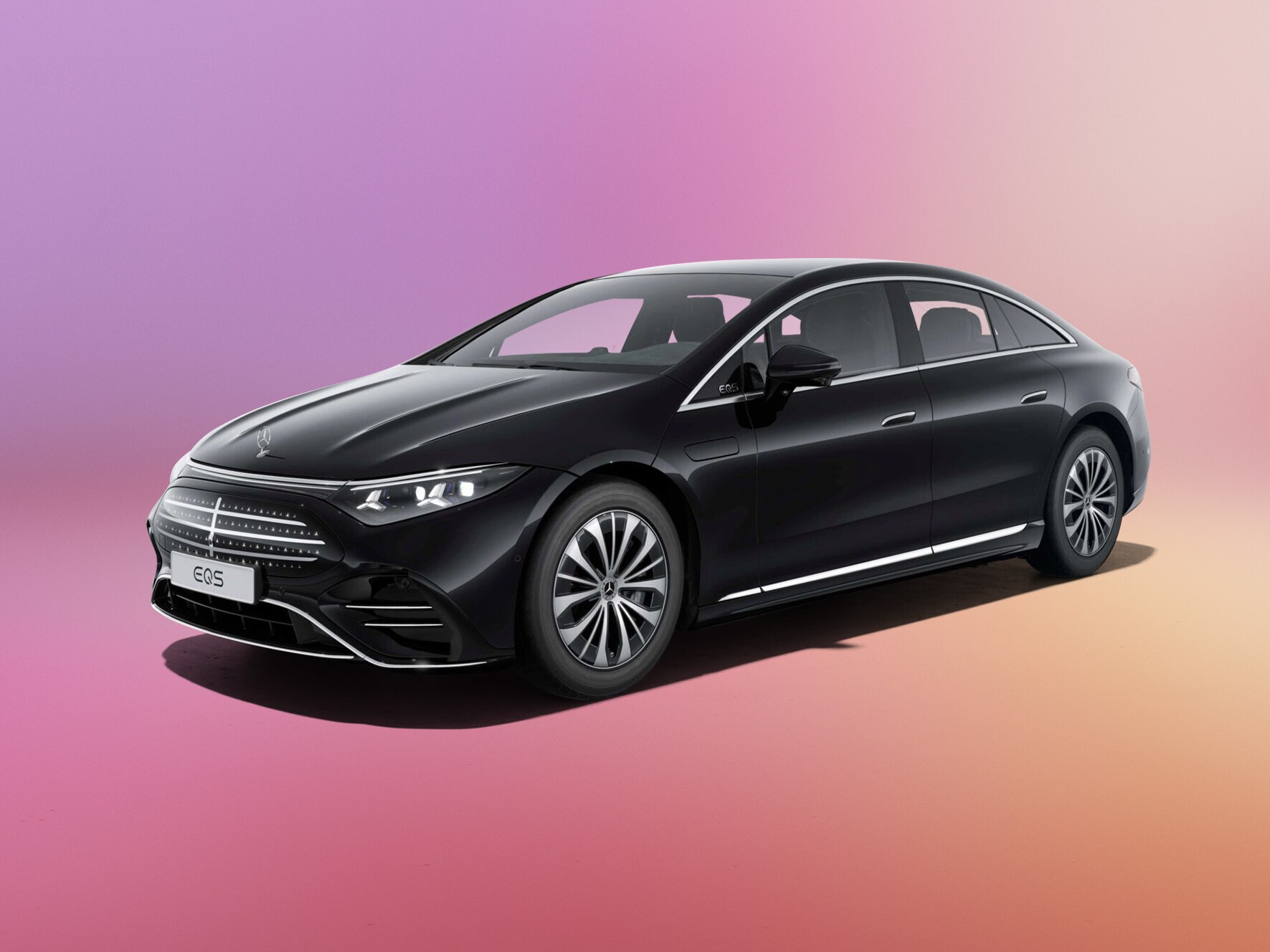 Sort EQS 450+ Sedan AMG Edition set skråt forfra