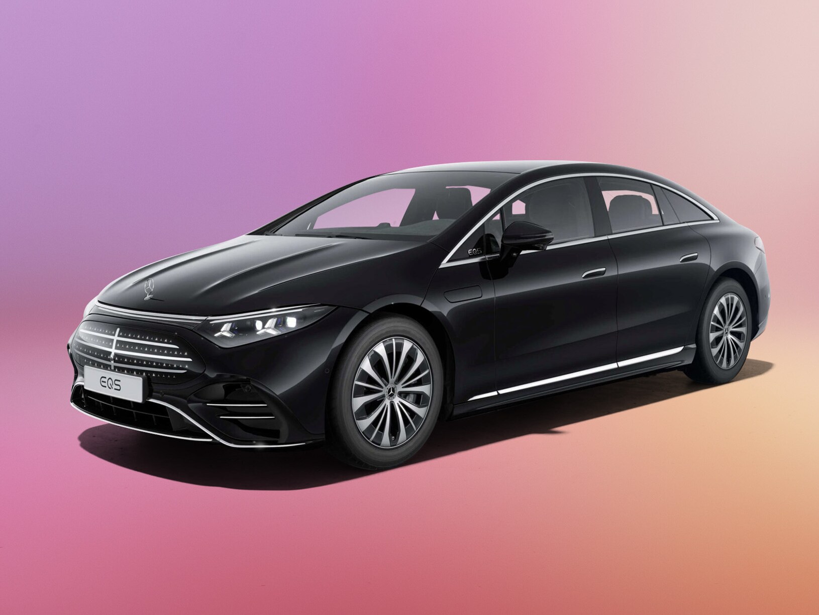Sort EQS 450+ Sedan AMG Edition set skråt forfra
