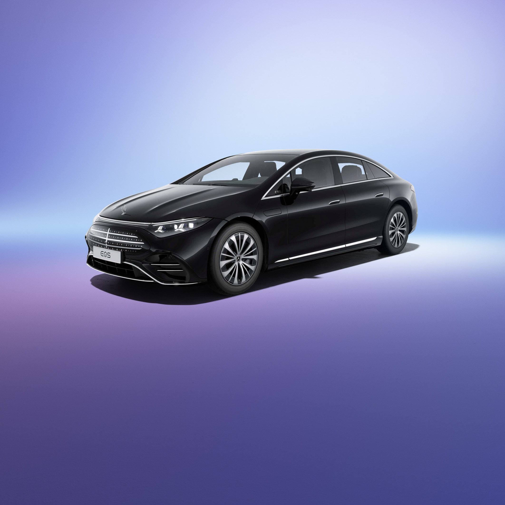 EQS 450+ | PrivatLeasing | Mercedes-Benz Finans Sort EQS 450+ Sedan AMG Edition set skråt forfra