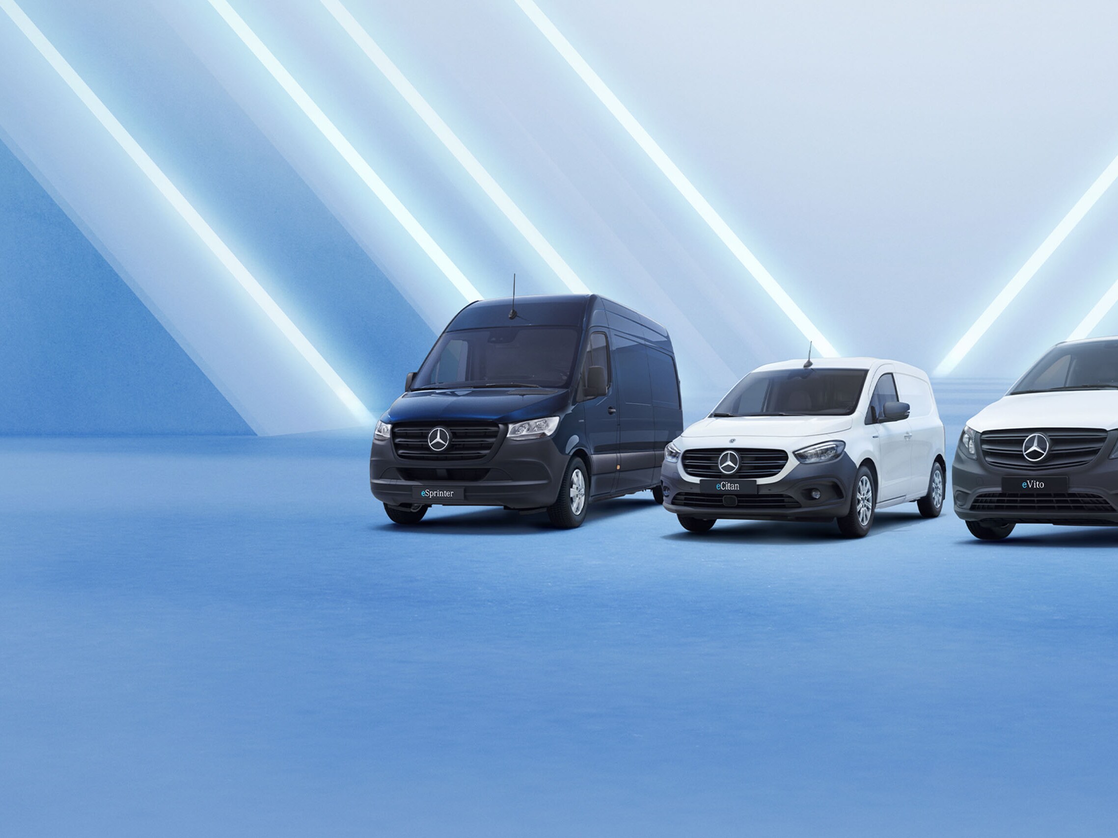 Udvalg af elektriske varebiler fra Mercedes-Benz - eSprinter, eCitan og eVito.